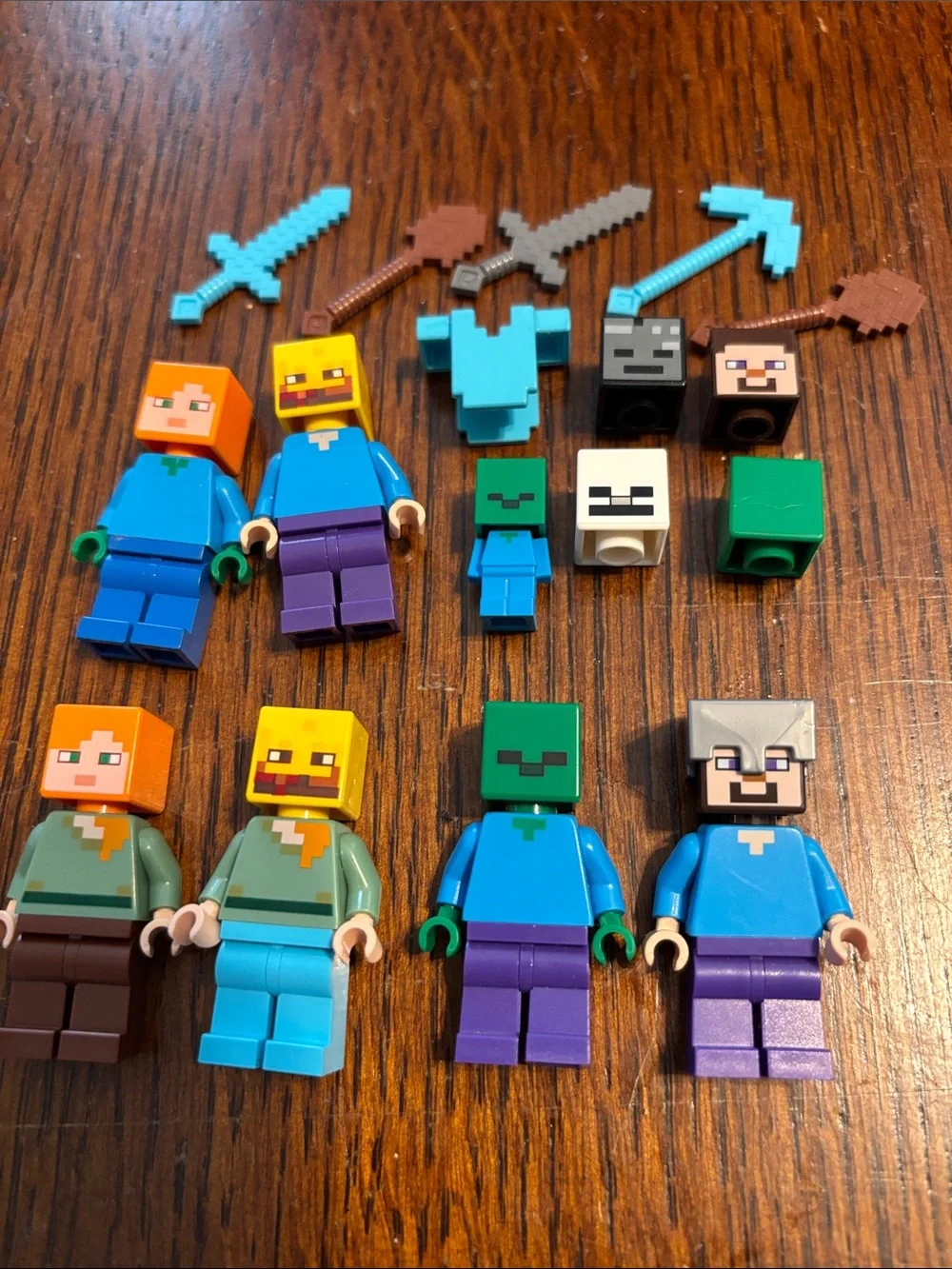 Minecraft Lego MiniFigure Toy Set - Blue & Green